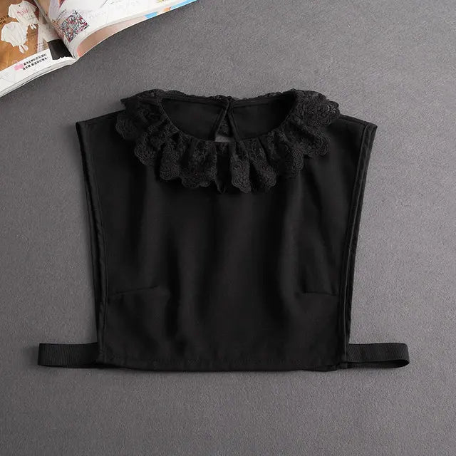 Fashion 2025 Front Tie White Fake Collar for Women Stand Detachable Collar Fake Girls Vintage Lace Ladies False Blouse Collar