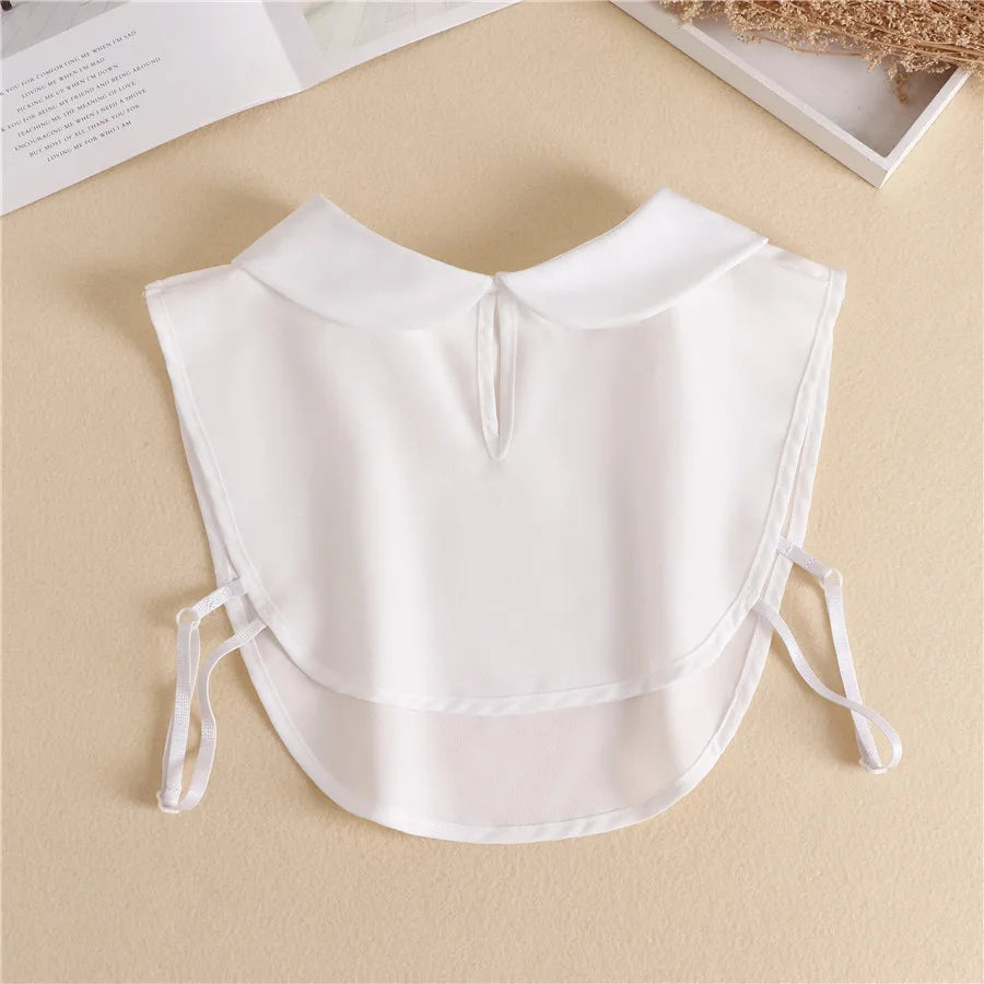 Fashion 2025 Front Tie White Fake Collar for Women Stand Detachable Collar Fake Girls Vintage Lace Ladies False Blouse Collar