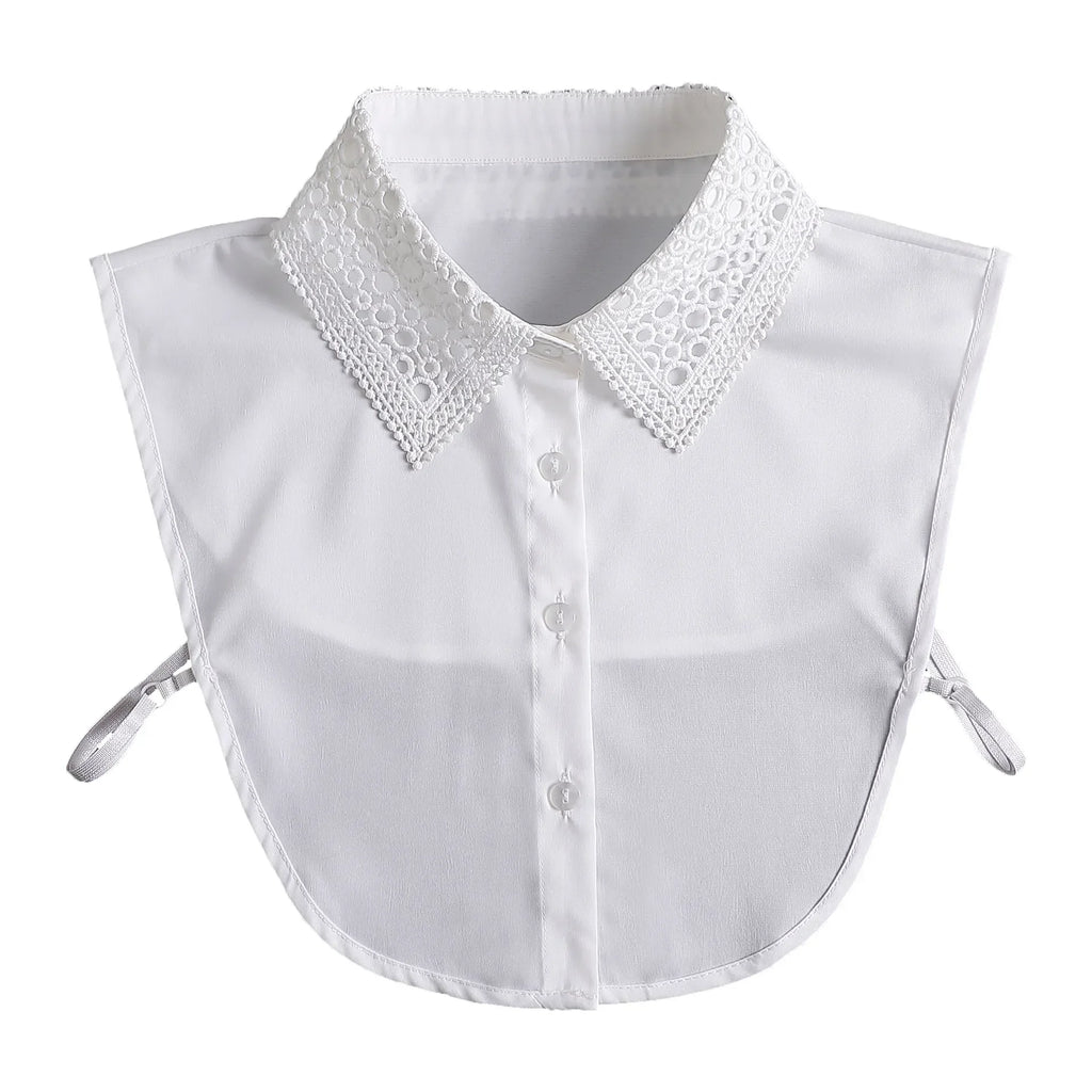 Fashion 2025 Front Tie White Fake Collar for Women Stand Detachable Collar Fake Girls Vintage Lace Ladies False Blouse Collar