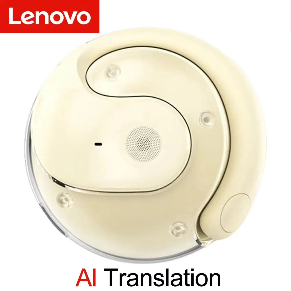 Lenovo Wireless Bluetooth AI Real-time Language Translation Earphones 144 Languages Ear Hanging Headphone Translator For Busine