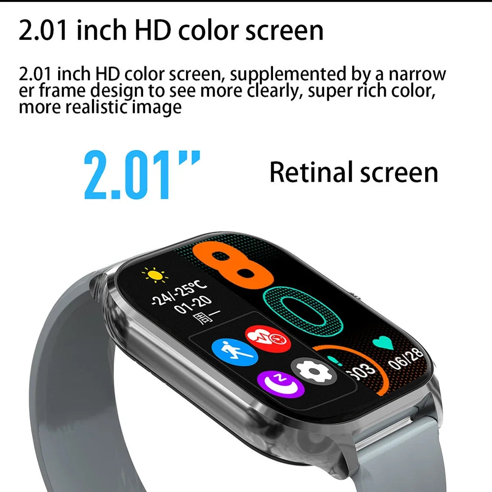 NEW 2.01'' Smartwatch Fitness Tracker Clock Sports Smartband Blood Pressure Monitor Smart Watches for Men Women IOS Android 2026