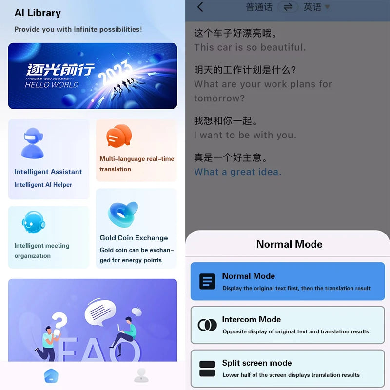 Lenovo Wireless Bluetooth AI Real-time Language Translation Earphones 144 Languages Ear Hanging Headphone Translator For Busine