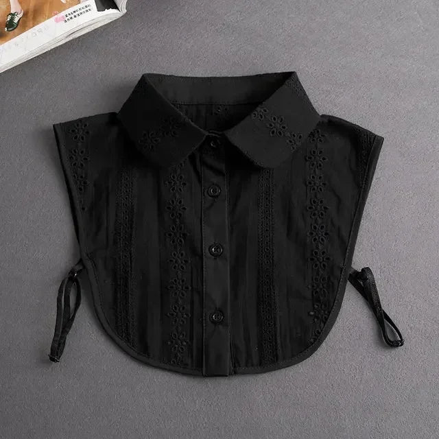 Fashion 2025 Front Tie White Fake Collar for Women Stand Detachable Collar Fake Girls Vintage Lace Ladies False Blouse Collar
