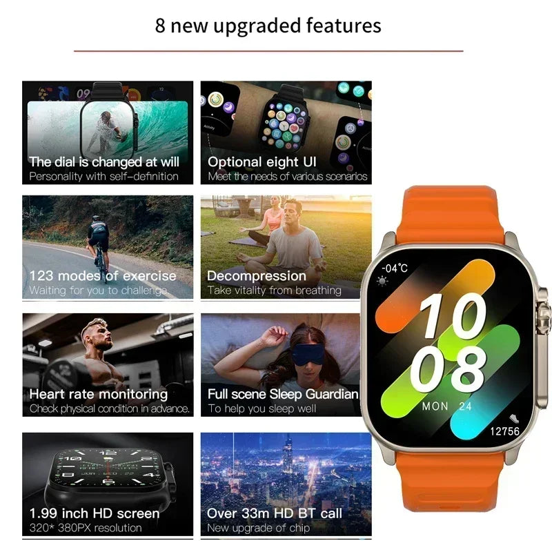 2026 New Smart Watch 8 Ultra Watch Ultra IWO Watch Ultra NFC Smartwatch Series 8 Bluetooth Call 2.2 Inch Wireless Fitness Watch