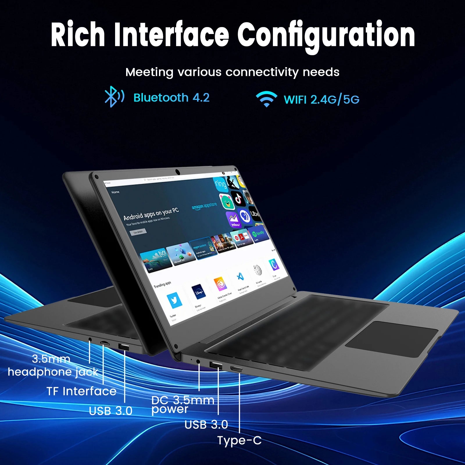 Laptop Computer 11.6 Inches, 4+64Gb Memory, for Office Work, Entertainment, and Listening to Music, Wifi, Bluetooth, Russian Keyboard